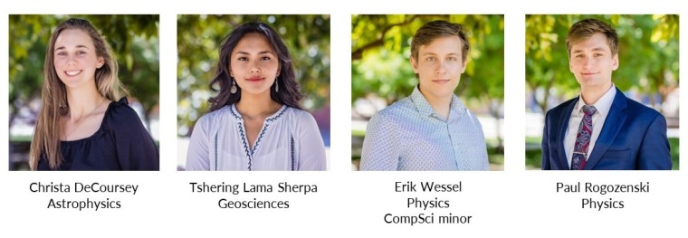 Headshots of the 2022-23 TIMESTEP Graduate Student Coordinators: Christa DeCoursey, Tshering Lama Sherpa, Erik Wessel, Paul Rogozenski