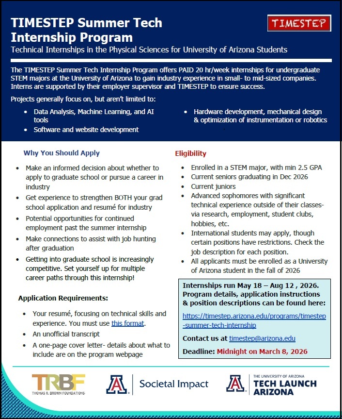 Summer Tech Internship Deadline | TIMESTEP