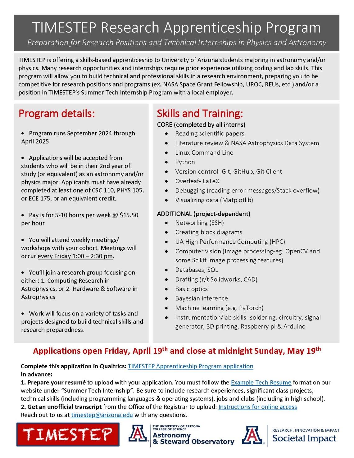 Image of TIMESTEP Research Apprenticeship advertisement