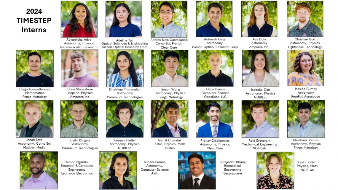 Headshots of the 2024 TIMESTEP Interns with their names and majors listed