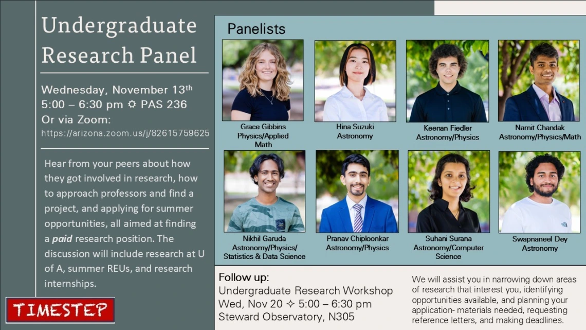 Advertisement for this event with headshots of the panelists and meeting information