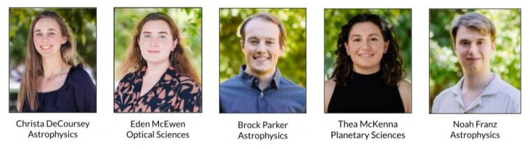 Headshots for grad student mentors- Christa DeCoursey, Eden McEwen, Brock Parker, Thea McKenna, Noah Franz